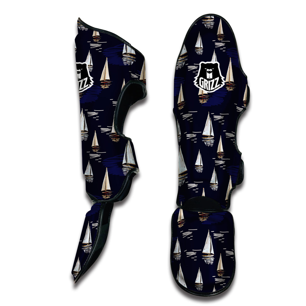 Sailing Boat Watercolor Print Pattern Muay Thai Shin Guards-grizzshop