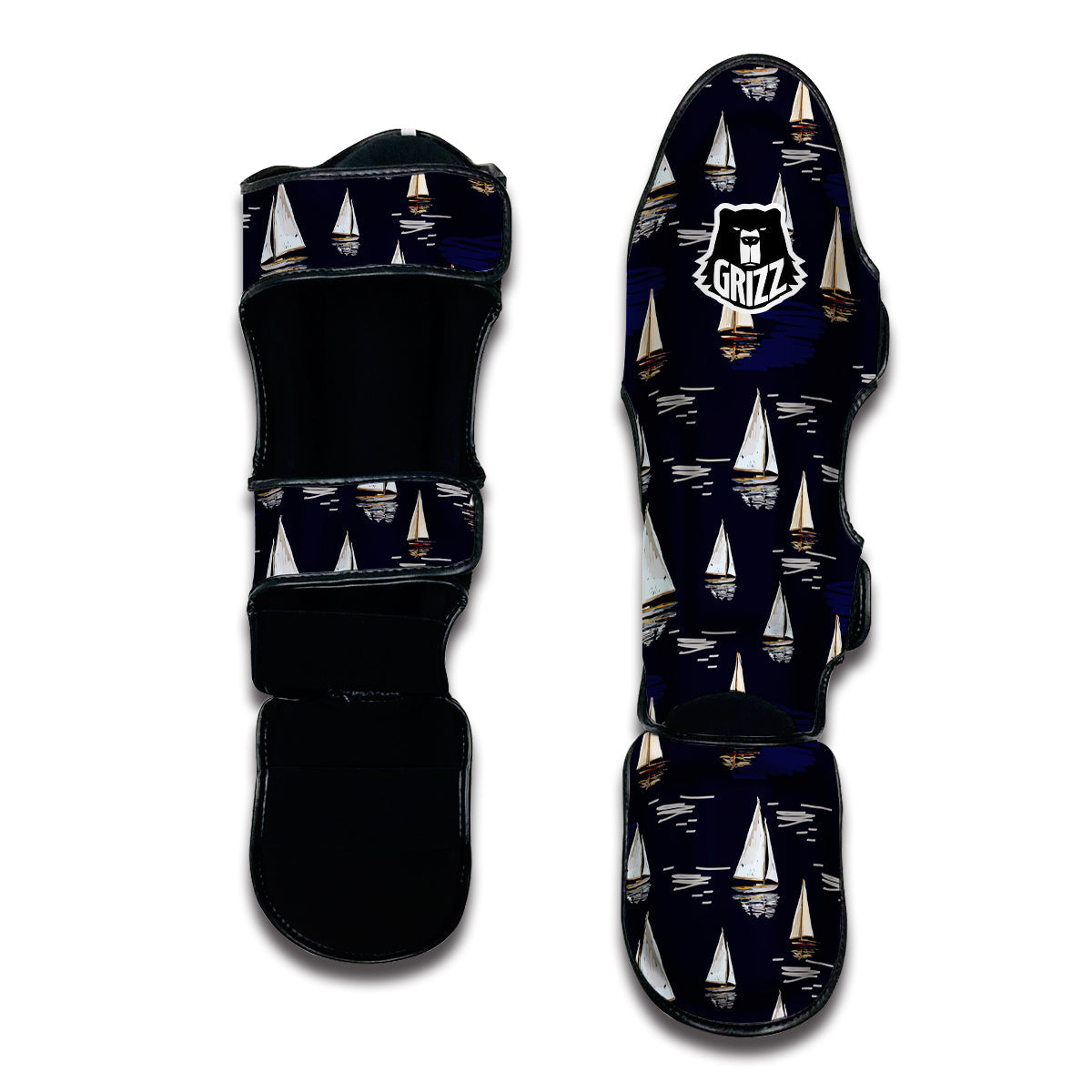 Sailing Boat Watercolor Print Pattern Muay Thai Shin Guards-grizzshop