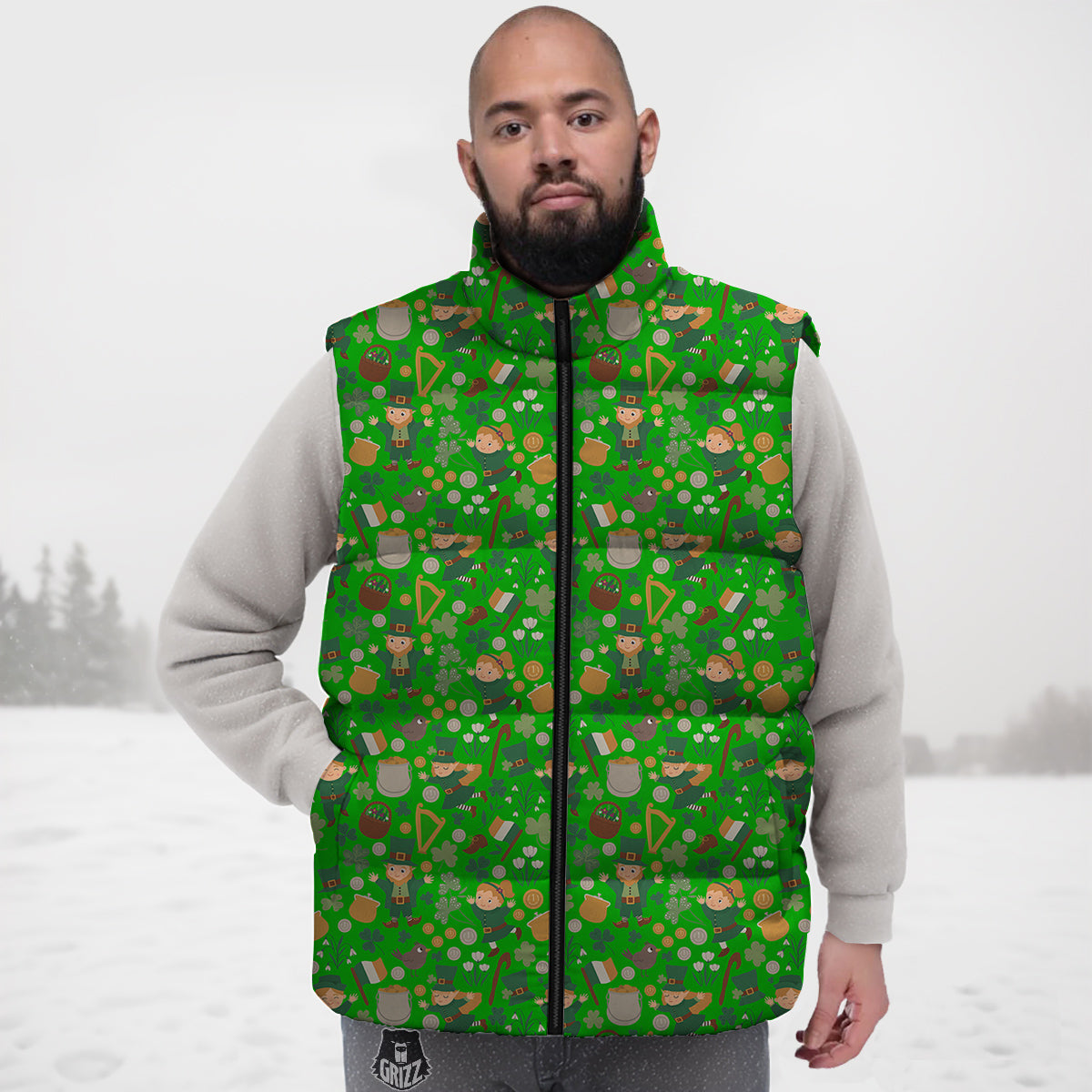 Saint Patrick's Day Cute Print Pattern Down Vest
