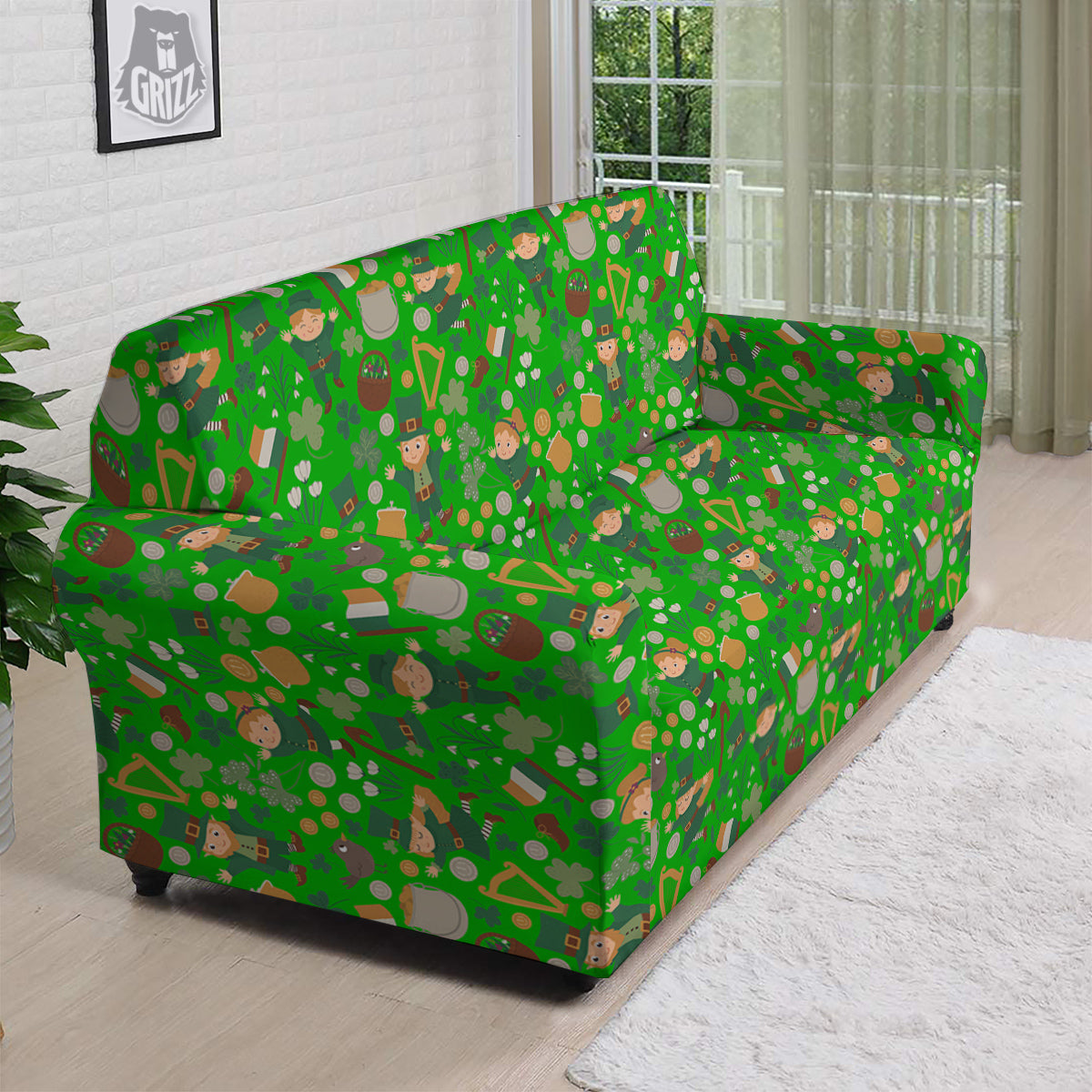 Saint Patrick's Day Cute Print Pattern Sofa Cover-grizzshop