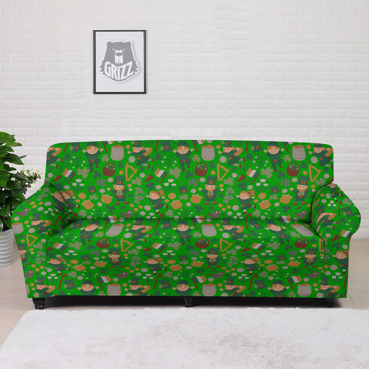 Saint Patrick's Day Cute Print Pattern Sofa Cover-grizzshop