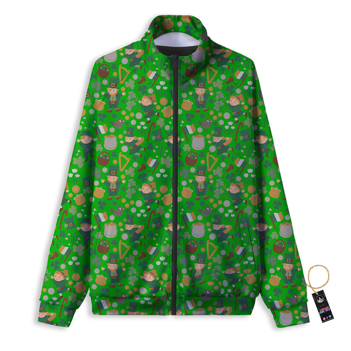 Saint Patrick's Day Cute Print Pattern Track Jacket-grizzshop