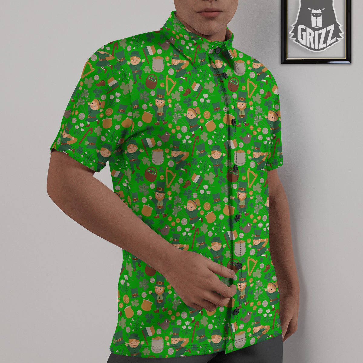 Saint Patrick's Day Cute Print Pattern Untucked Shirts-grizzshop