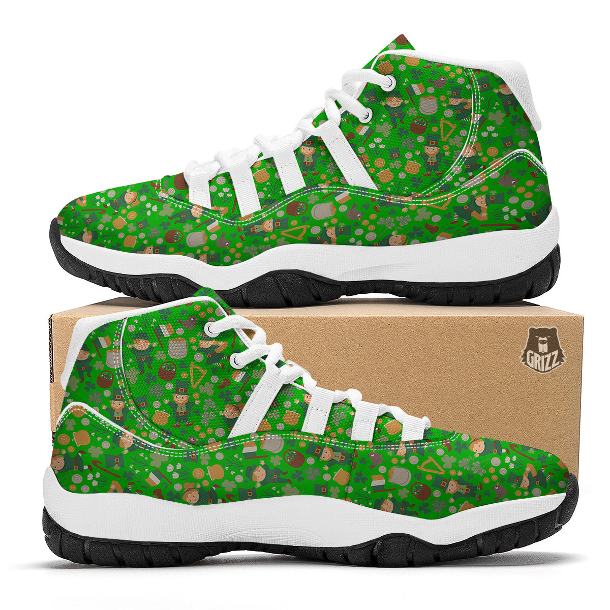 Saint Patrick's Day Cute Print Pattern White Bball Shoes-grizzshop