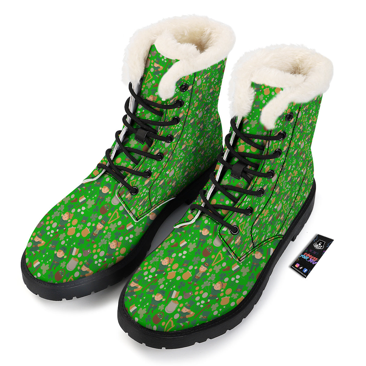 Saint Patrick's Day Cute Print Pattern Winter Boots-grizzshop