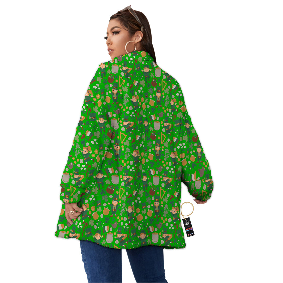 Saint Patrick's Day Cute Print Pattern Women's Sherpa Jacket-grizzshop