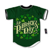 Saint Patrick's Day Green Clover Print Baseball Jersey-grizzshop