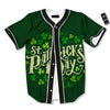 Saint Patrick's Day Green Clover Print Baseball Jersey-grizzshop