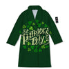 Saint Patrick's Day Green Clover Print Bathrobe-grizzshop