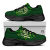 Saint Patrick's Day Green Clover Print Black Chunky Shoes-grizzshop