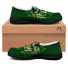 Saint Patrick's Day Green Clover Print Black Loafers-grizzshop