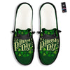 Saint Patrick's Day Green Clover Print Black Loafers-grizzshop