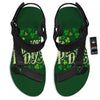 Saint Patrick's Day Green Clover Print Black Open Toe Sandals-grizzshop