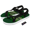 Saint Patrick's Day Green Clover Print Black Open Toe Sandals-grizzshop