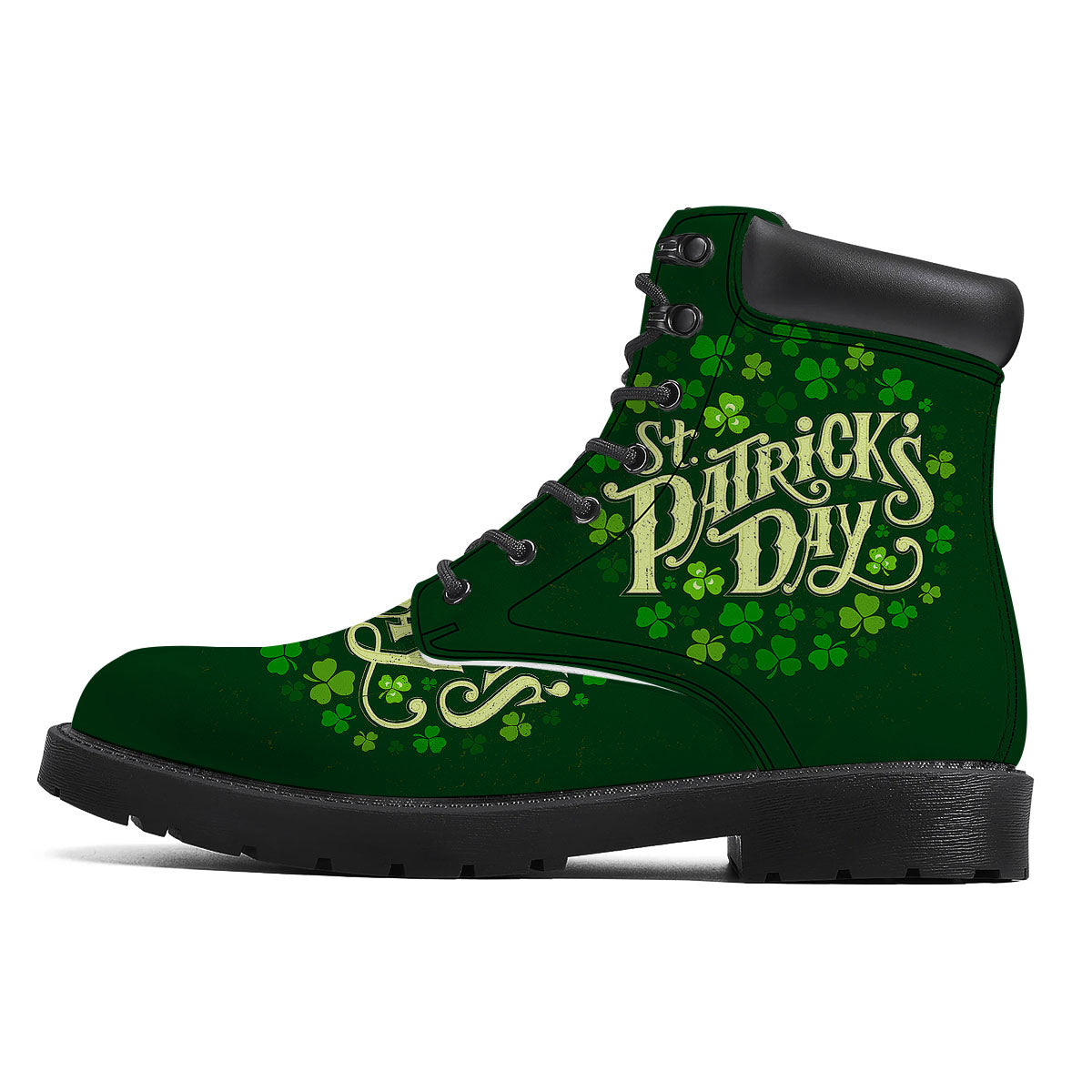 Saint Patrick's Day Green Clover Print Boots-grizzshop