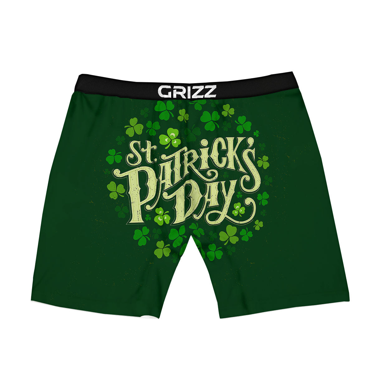 Saint Patrick's Day Green Clover Print Boxer Briefs-grizzshop