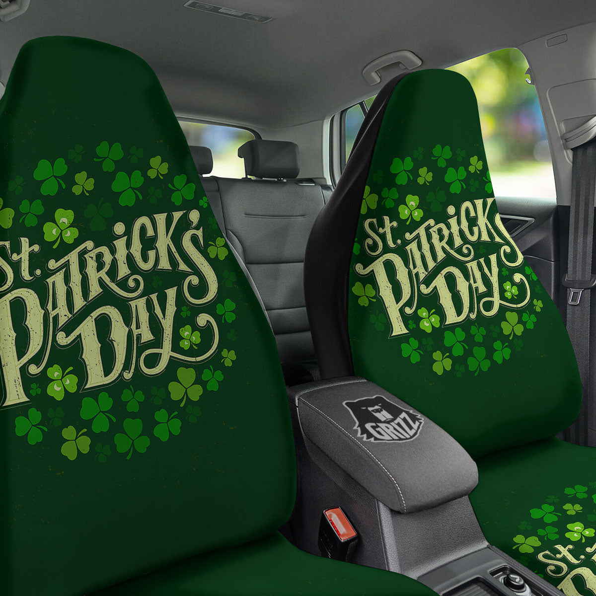 Saint Patrick's Day Green Clover Print Car Seat Covers-grizzshop