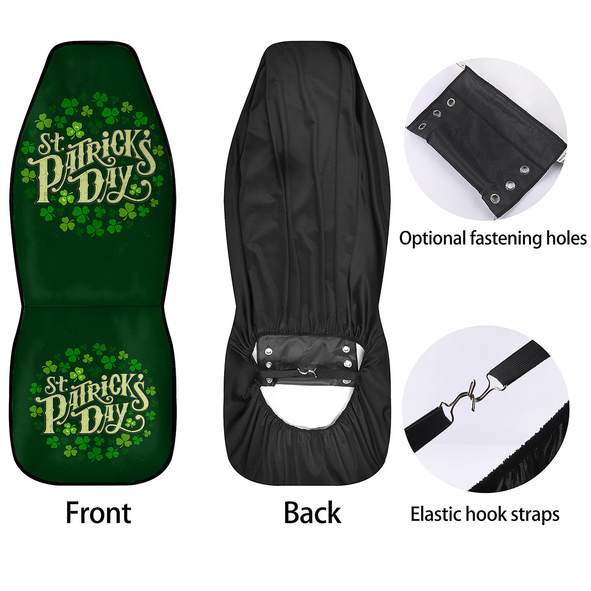 Saint Patrick's Day Green Clover Print Car Seat Covers-grizzshop