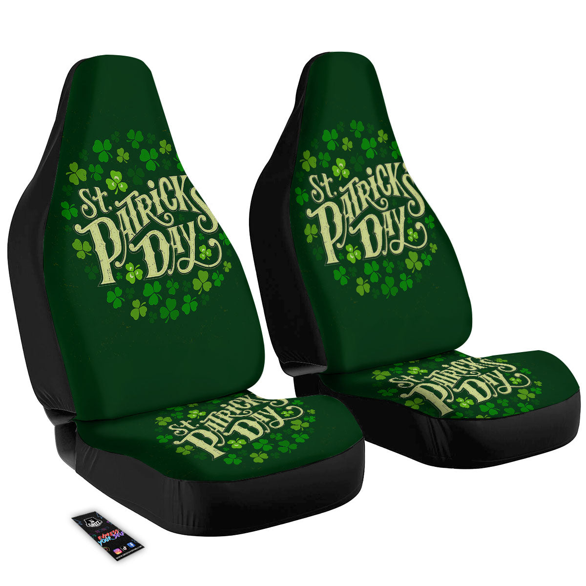 Saint Patrick's Day Green Clover Print Car Seat Covers-grizzshop