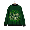 Saint Patrick's Day Green Clover Print Cardigan-grizzshop