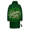 Saint Patrick's Day Green Clover Print Long Down Jacket-grizzshop