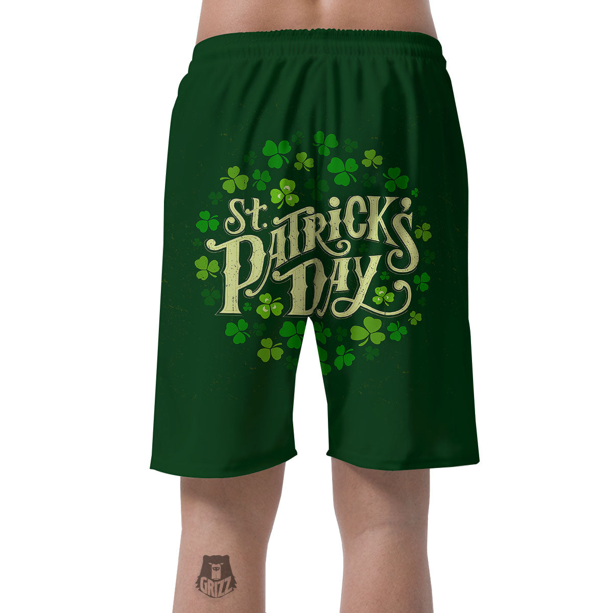 Saint Patrick's Day Green Clover Print Men's Shorts-grizzshop