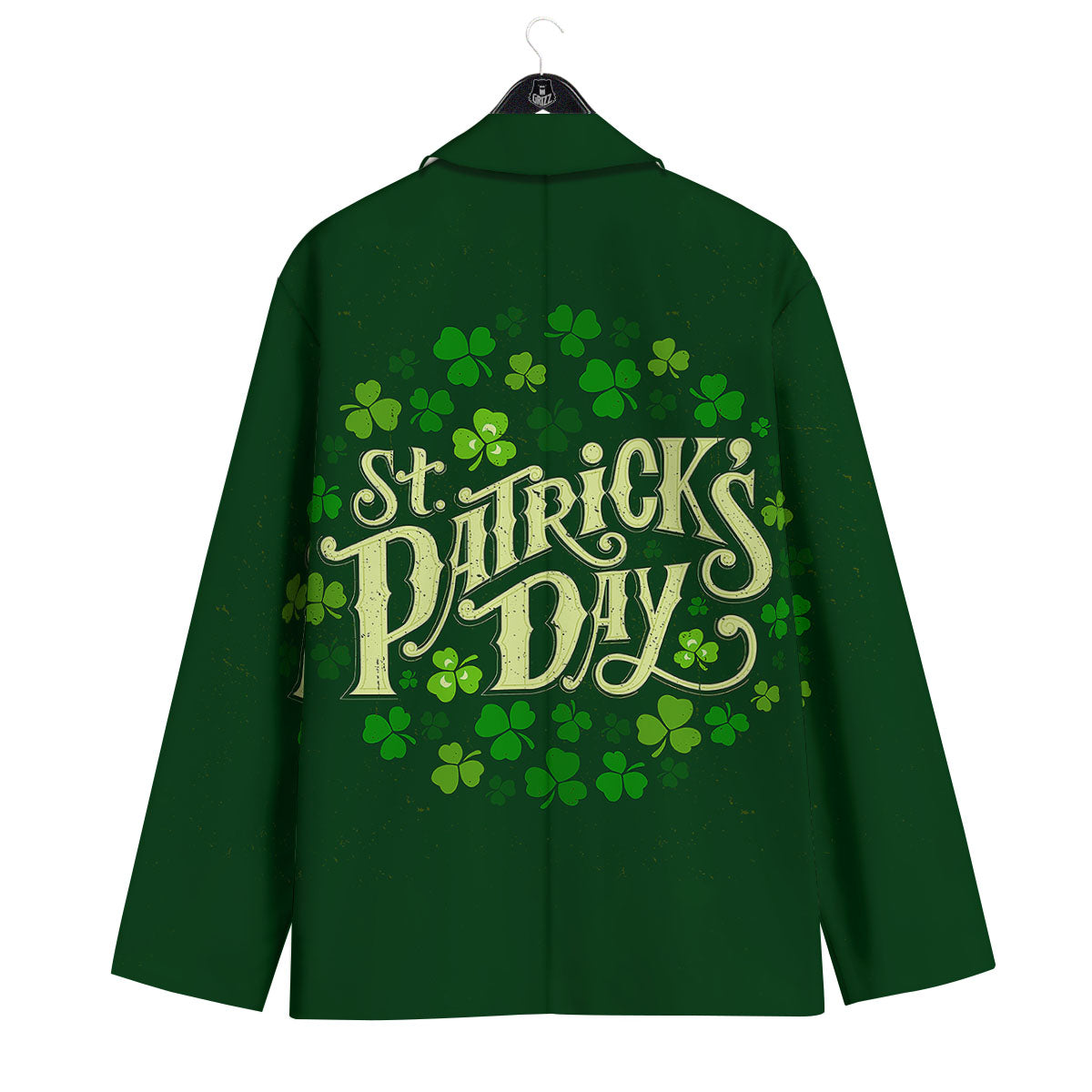 Saint Patrick's Day Green Clover Print Men's Sport Coat-grizzshop