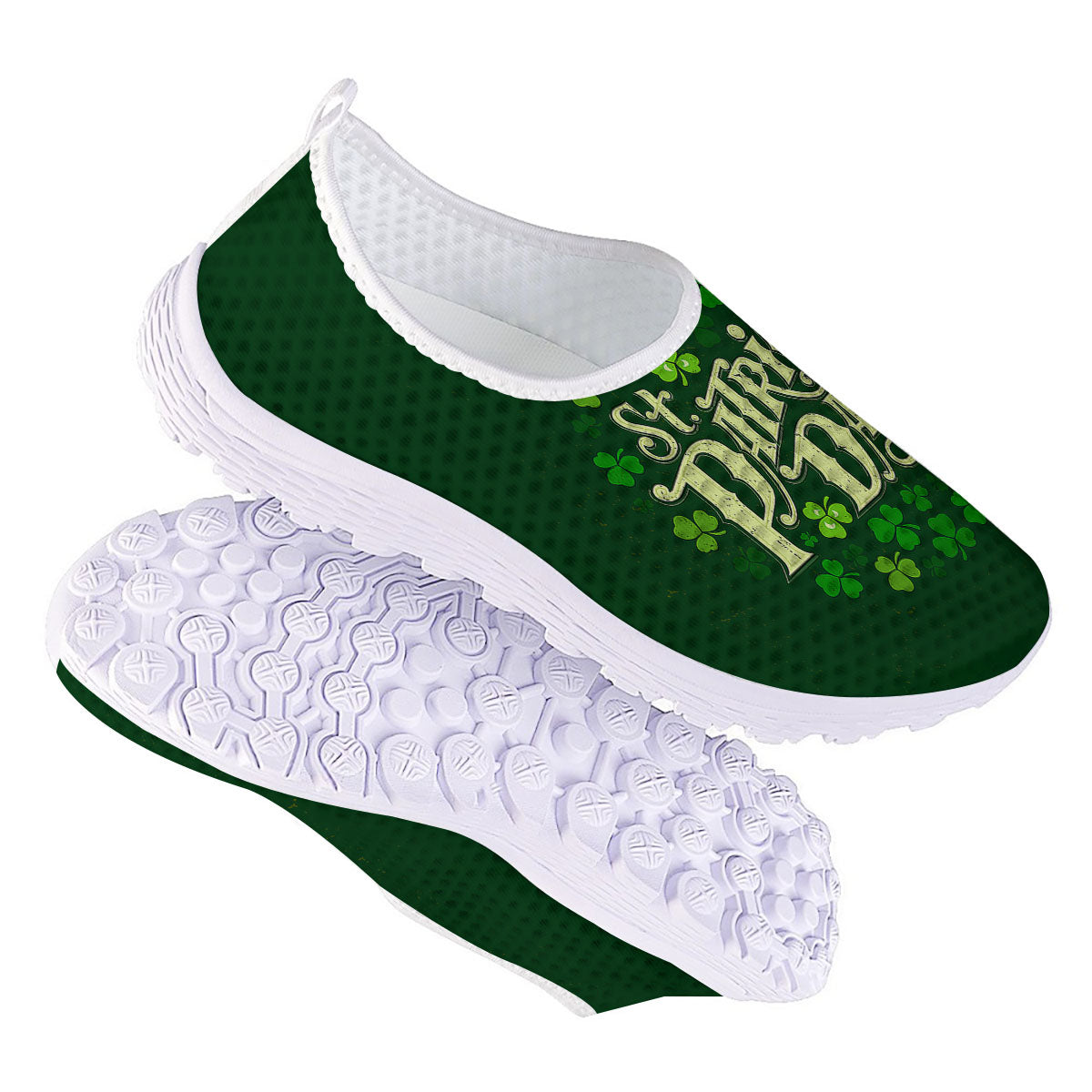 Saint Patrick's Day Green Clover Print Nurse Shoes-grizzshop