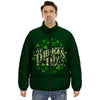 Saint Patrick's Day Green Clover Print Puffer Jacket-grizzshop