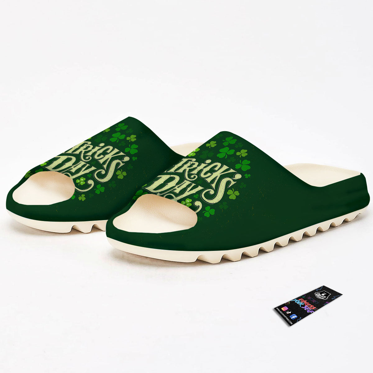 Saint Patrick's Day Green Clover Print Sandals-grizzshop