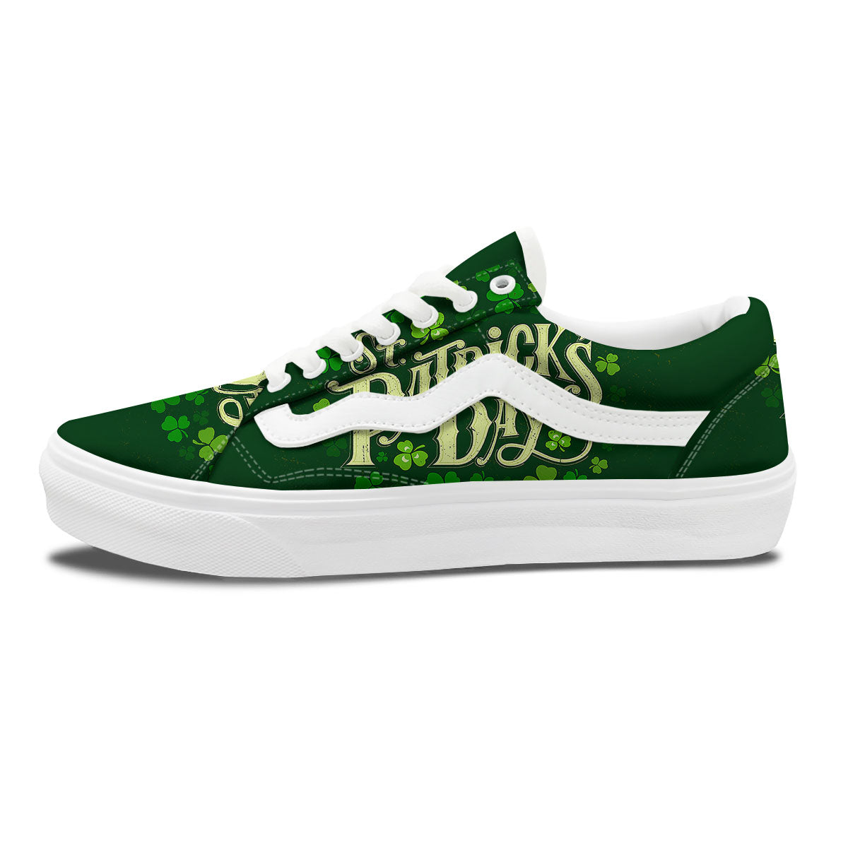 Saint Patrick's Day Green Clover Print Skate Shoes-grizzshop