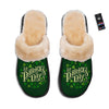 Saint Patrick's Day Green Clover Print Slippers-grizzshop