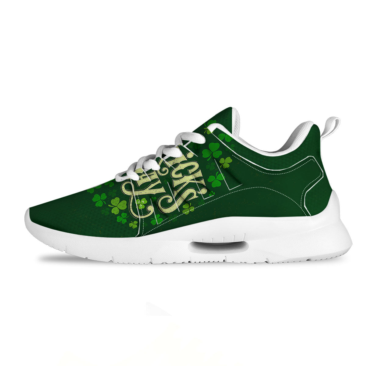 Saint Patrick's Day Green Clover Print Tennis Shoes-grizzshop