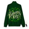 Saint Patrick's Day Green Clover Print Track Jacket-grizzshop