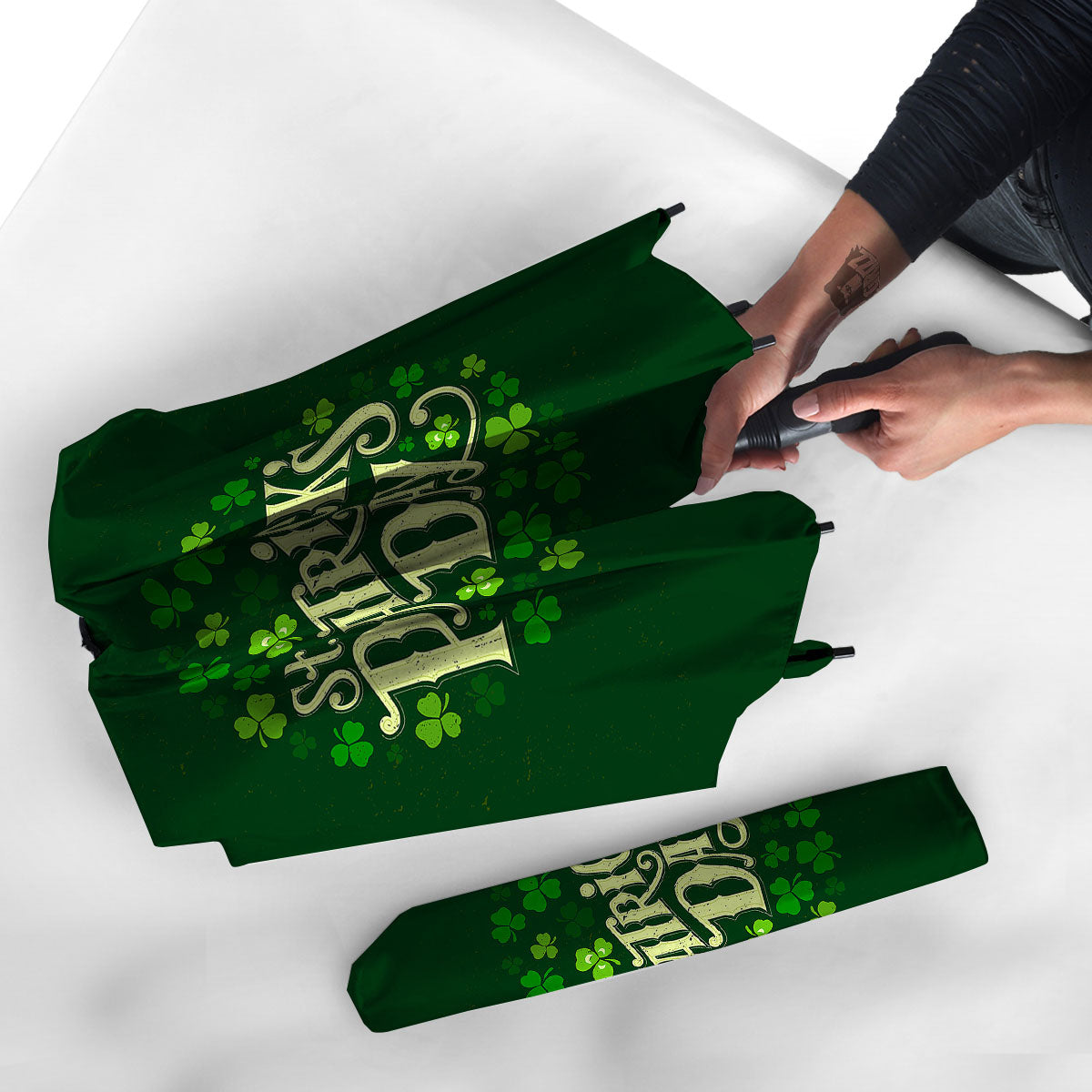 Saint Patrick's Day Green Clover Print Umbrella-grizzshop