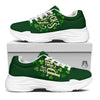 Saint Patrick's Day Green Clover Print White Chunky Shoes-grizzshop