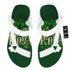 Saint Patrick's Day Green Clover Print White Open Toe Sandals-grizzshop