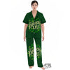 Saint Patrick's Day Green Clover Print Women's Pajamas Set-grizzshop