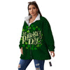 Saint Patrick's Day Green Clover Print Women's Sherpa Jacket-grizzshop