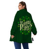 Saint Patrick's Day Green Clover Print Women's Sherpa Jacket-grizzshop