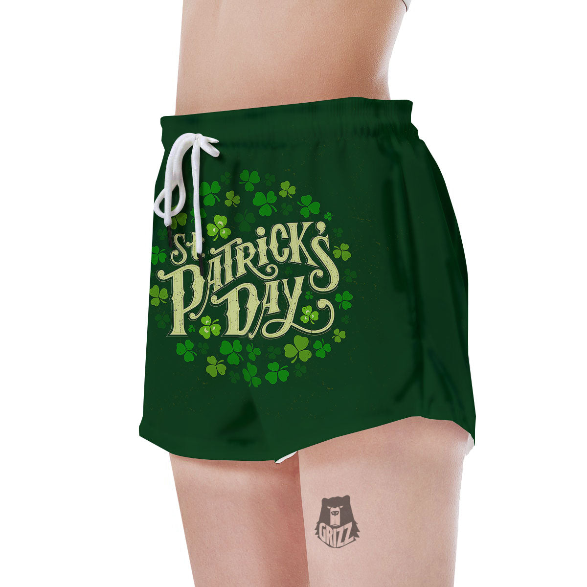 Saint Patrick's Day Green Clover Print Women's Shorts-grizzshop