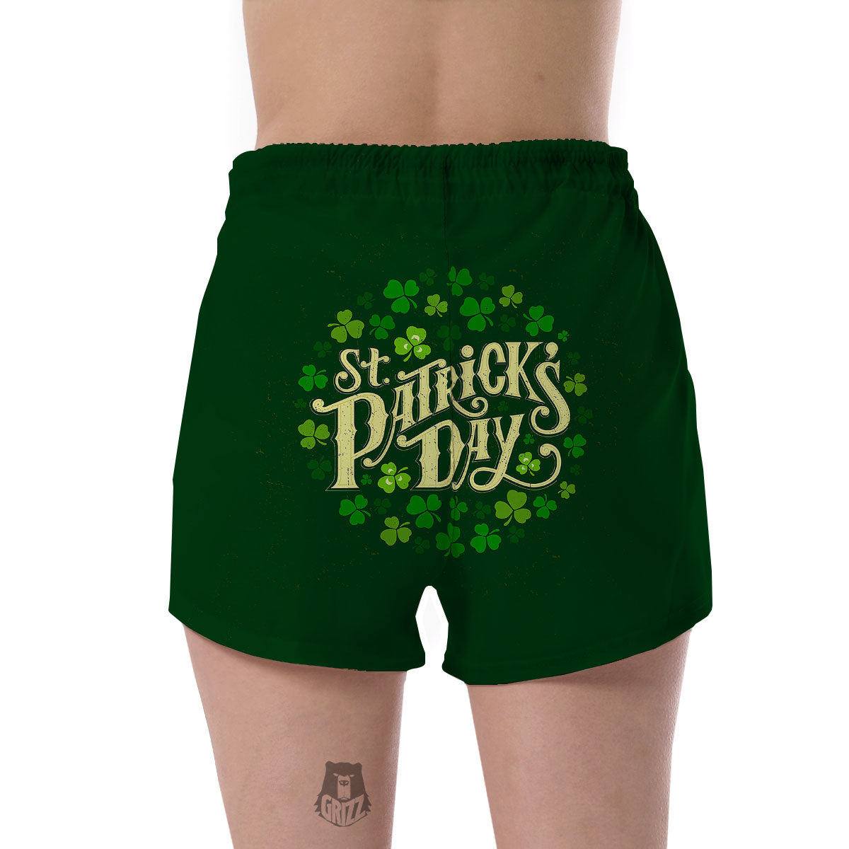 Saint Patrick's Day Green Clover Print Women's Shorts-grizzshop