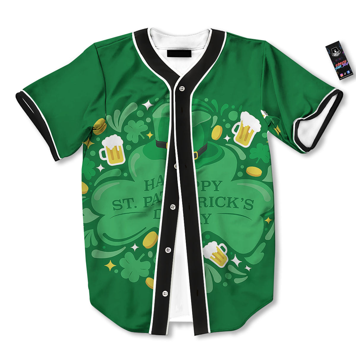 Saint Patrick's Day Green Irish Print Baseball Jersey-grizzshop