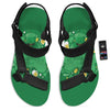 Saint Patrick's Day Green Irish Print Black Open Toe Sandals-grizzshop