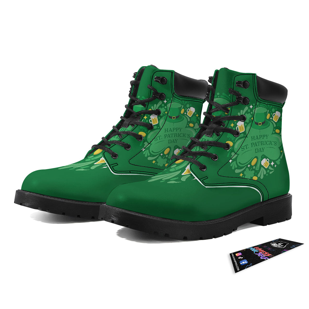 Saint Patrick's Day Green Irish Print Boots-grizzshop