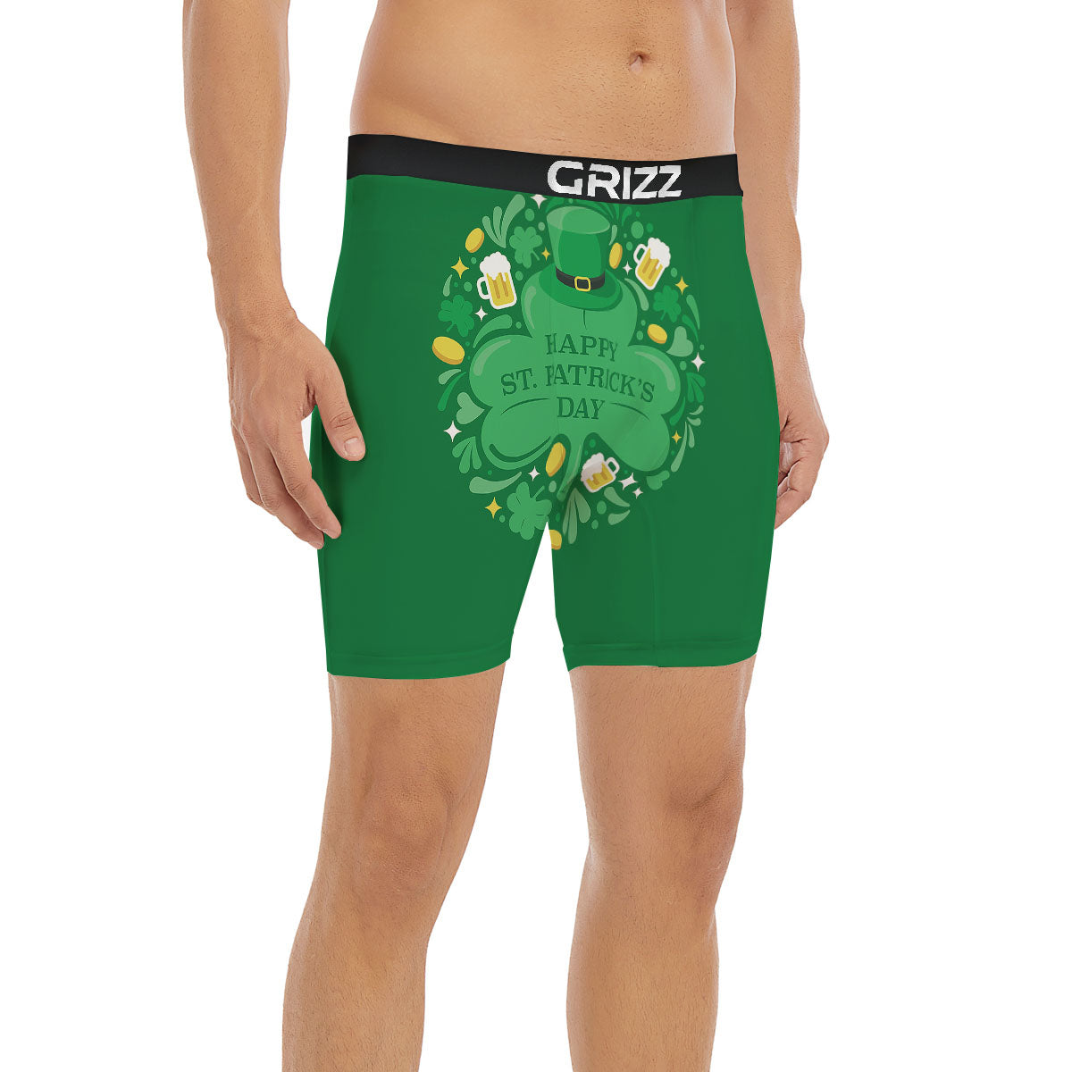 Saint Patrick's Day Green Irish Print Boxer Briefs-grizzshop