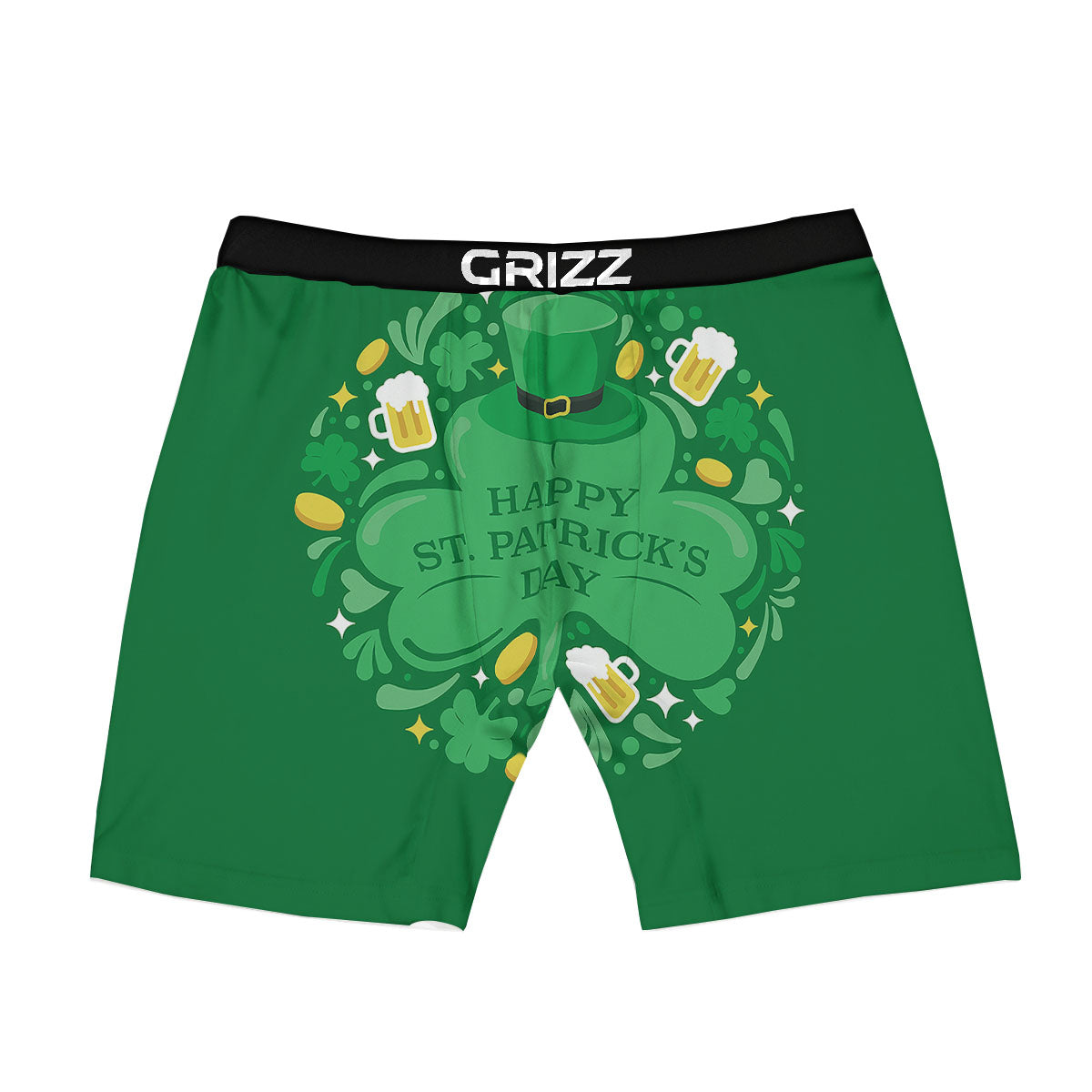 Saint Patrick's Day Green Irish Print Boxer Briefs-grizzshop