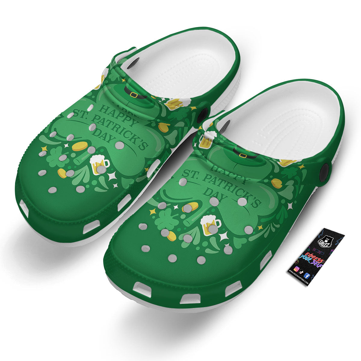 Saint Patrick's Day Green Irish Print Clog-grizzshop