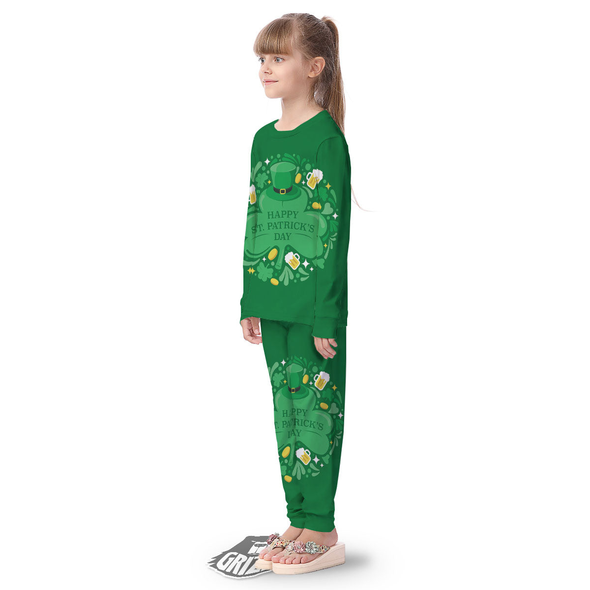 Saint Patrick's Day Green Irish Print Kid's Pajamas-grizzshop