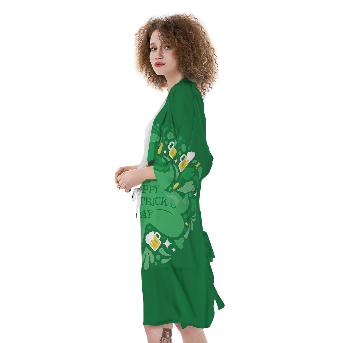 Saint Patrick's Day Green Irish Print Kimono-grizzshop